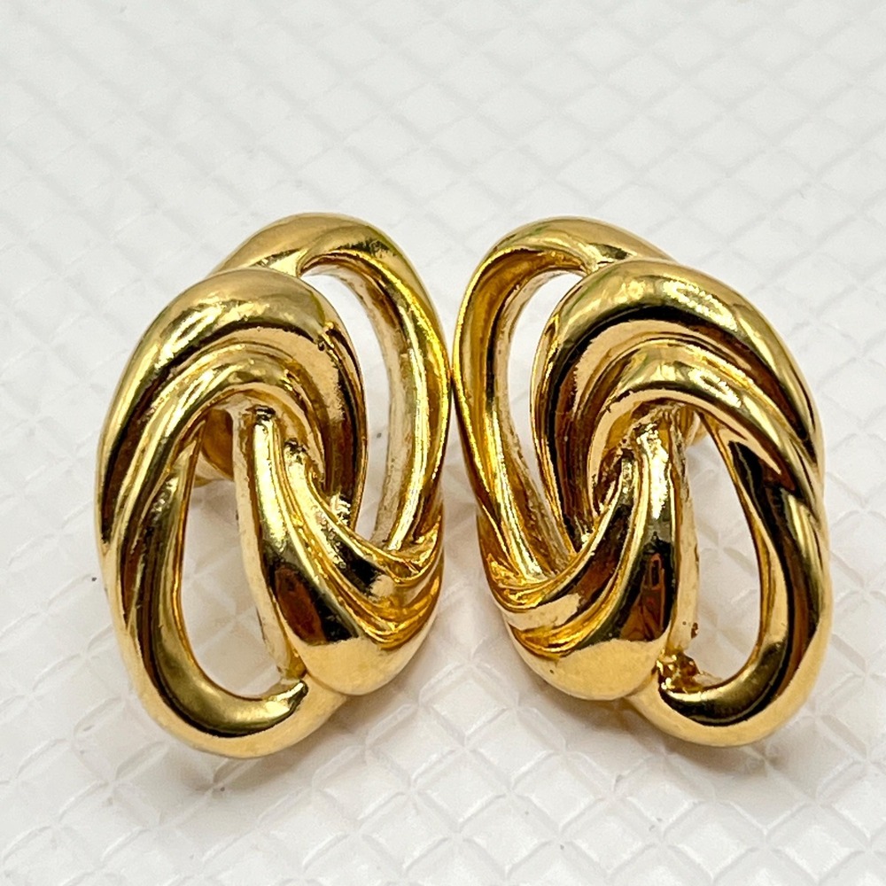 Vintage TRIFARI Gold Tone Classic Round Knot Stud Post Earrings